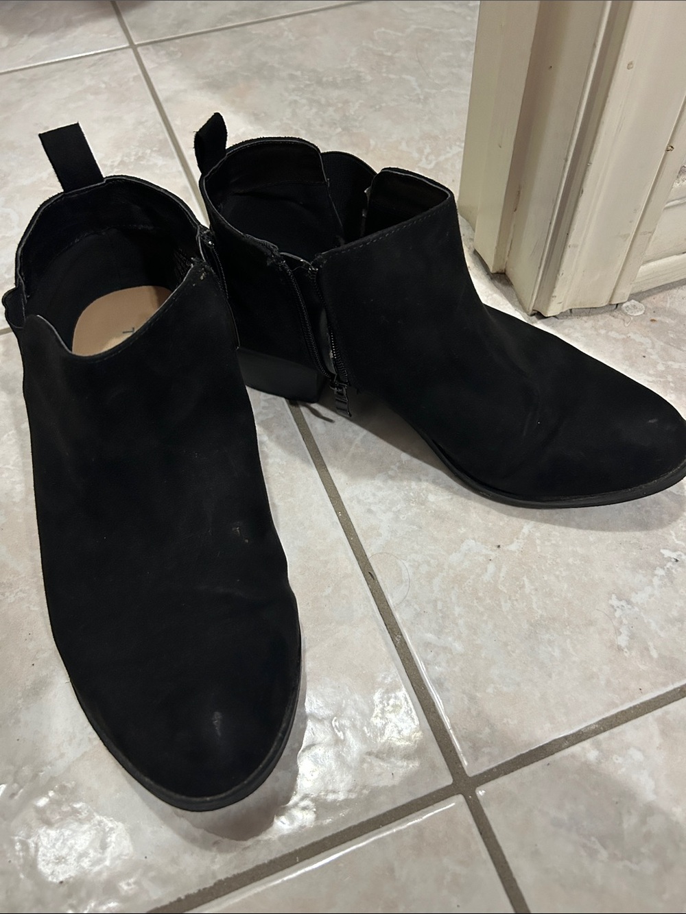 torrid Black Suede Ankle Booties with Side Zip